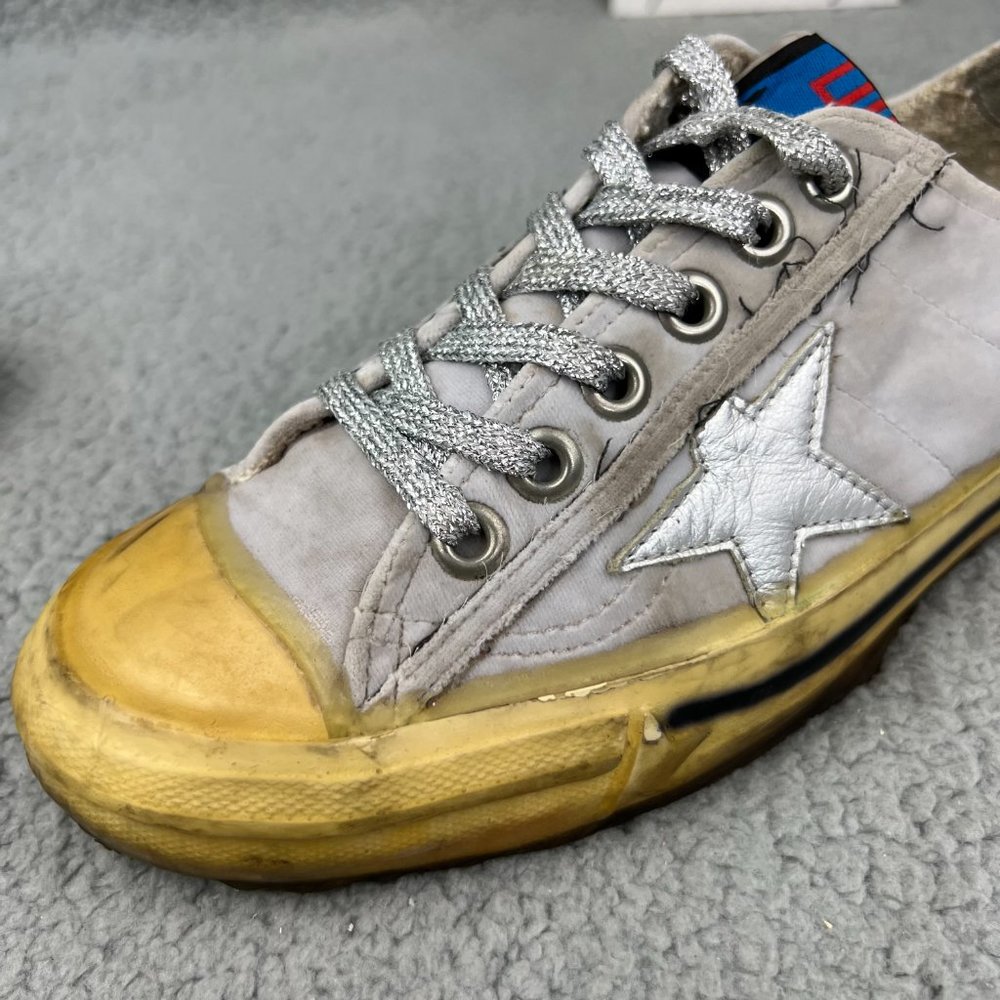Golden Goose Womens 7 37 Shoes Grey Silver Velvet V Star 2 VSTAR2 Low Sneakers 4 - Picture 9 of 14